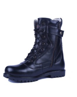 Safety shoes : Black leather safety Boot with Steel toe & memory foam footpad