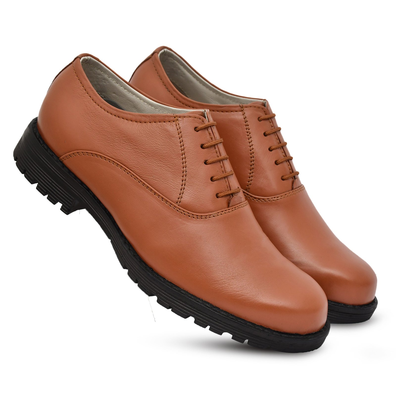 safety shoes : Police Tan leather Derby safety shoes with memory foam footpad